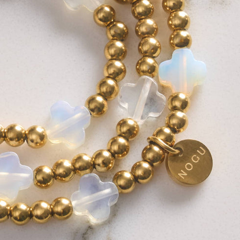 Kleeblatt im Mondschein | Gold | Kleeblatt-Essenz-Armband 