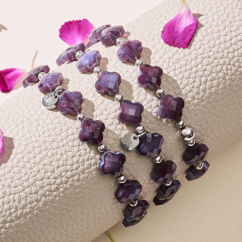Violetter Frühling | Kleeblatt Armband