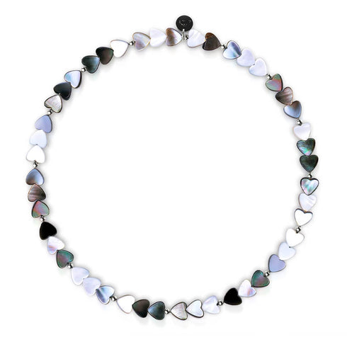 Schwarzes Perlmutt | 925er Sterlingsilber | Herz-Wrap