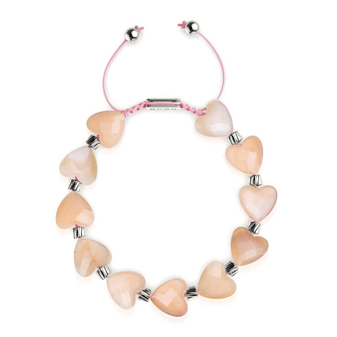 Rosé Herzkette | Kristall Makramee Armband
