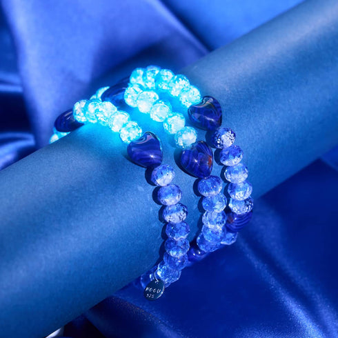 Ultramarin | 925er Sterlingsilber | Armband mit leuchtenden Farbverlaufsherzen 