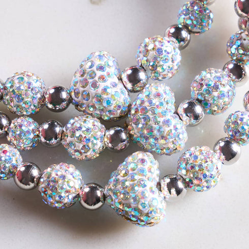 Einhorn Weißer Kristall | Kikiballa Kaskaden-Herz-Armband 