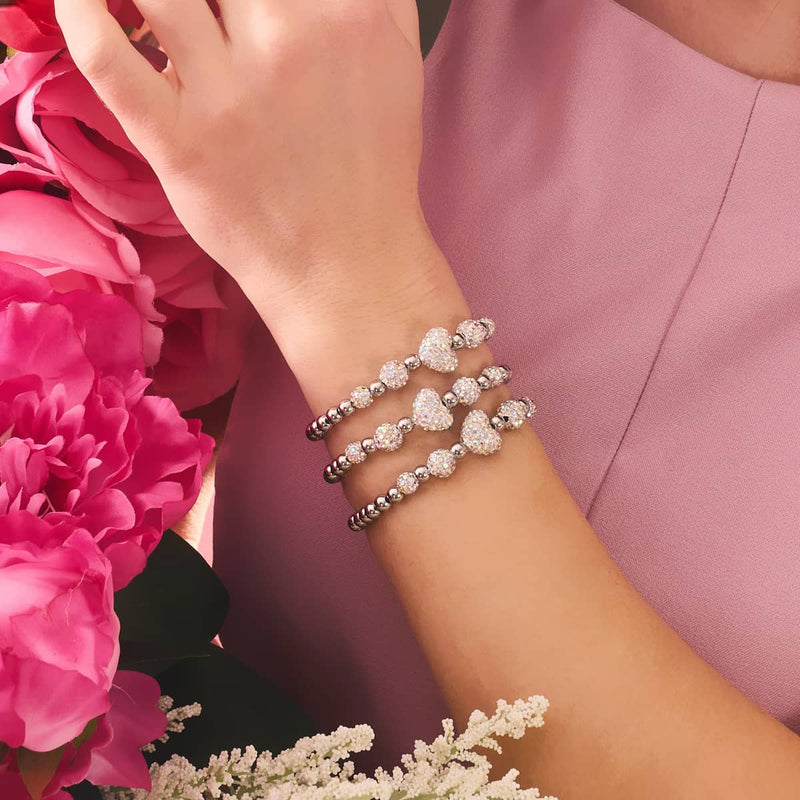 Einhorn Weißer Kristall | Kikiballa Kaskaden-Herz-Armband 