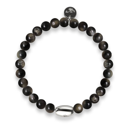 AAA Obsidian | 925 Sterling Silber | Edelsteinarmband 