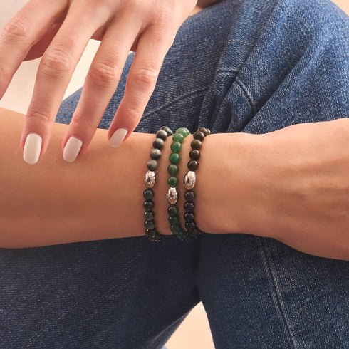 AAA Obsidian | 925 Sterling Silber | Edelsteinarmband 