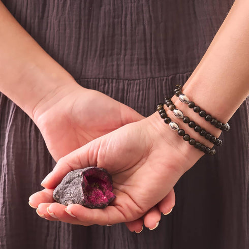 AAA Obsidian | 925 Sterling Silber | Edelsteinarmband 