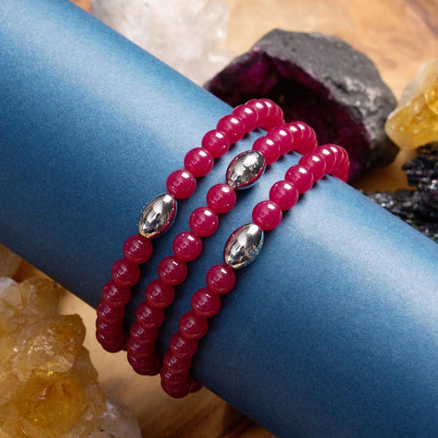 AAA Rubin | 925 Sterling Silber | Edelsteinarmband 