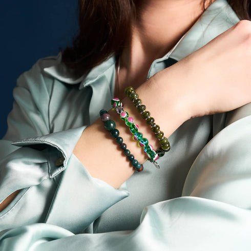 Olivenachat | Abacus Edelstein Armband 