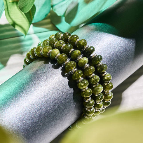 Olivenachat | Abacus Edelstein Armband 
