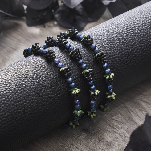 Blaue x Mitternachtsblaue Perle | 925er Sterlingsilber | Beerenarmband