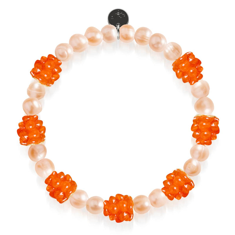 Orange x Champagner-Perle | 925er Sterlingsilber | Beerenarmband