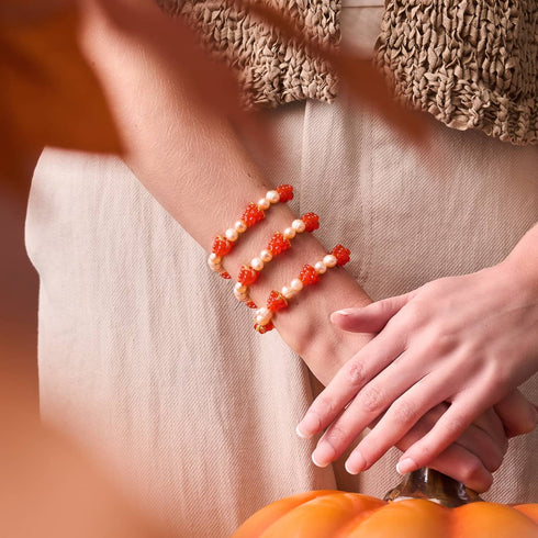 Orange x Champagner-Perle | 925er Sterlingsilber | Beerenarmband