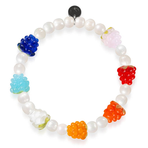 Regenbogen x Elfenbeinperle | 925er Sterlingsilber | Beerenarmband