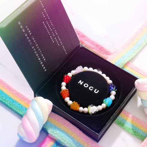 Regenbogen x Elfenbeinperle | 925er Sterlingsilber | Beerenarmband