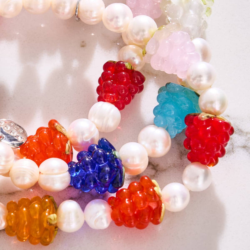 Regenbogen x Elfenbeinperle | 925er Sterlingsilber | Beerenarmband