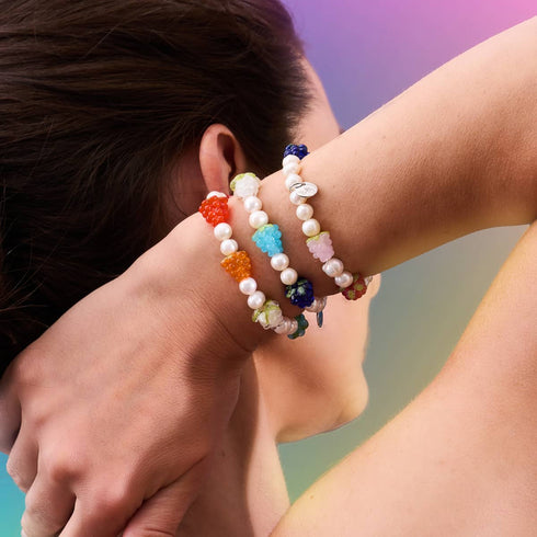 Regenbogen x Elfenbeinperle | 925er Sterlingsilber | Beerenarmband