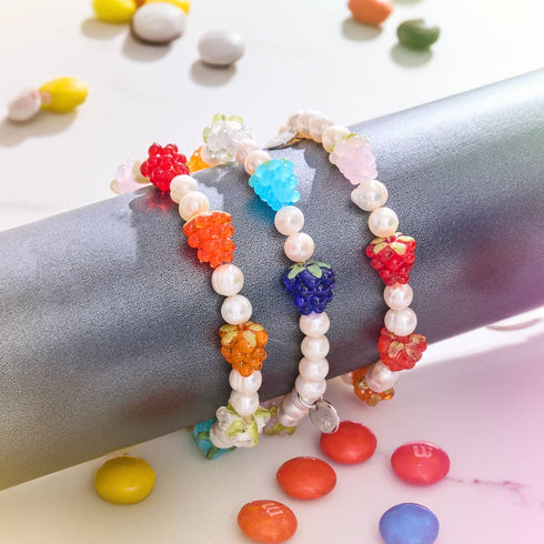 Regenbogen x Elfenbeinperle | 925er Sterlingsilber | Beerenarmband