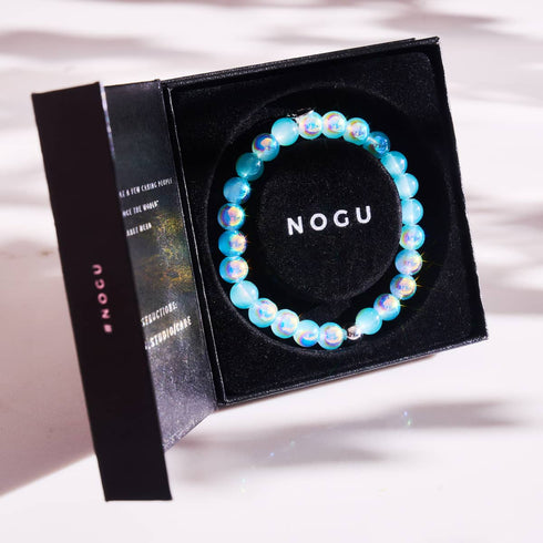 Blaue Kiwi | 925 Sterling Silber | Blasenglas-Armband 