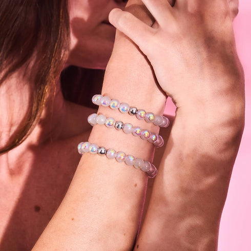 Litschi | 925er Sterlingsilber | Blasenglas-Armband 