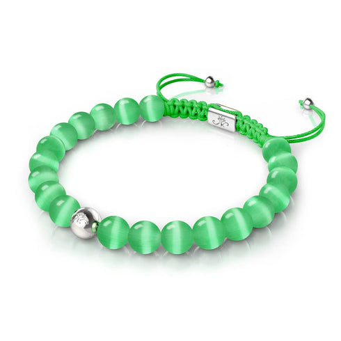 Seladon | Silber | Cheshire Glas Makramee Armband