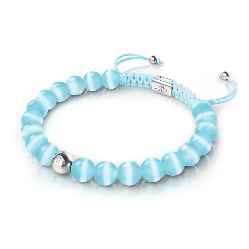 Puderblau | Silber | Cheshire Glas Makramee Armband