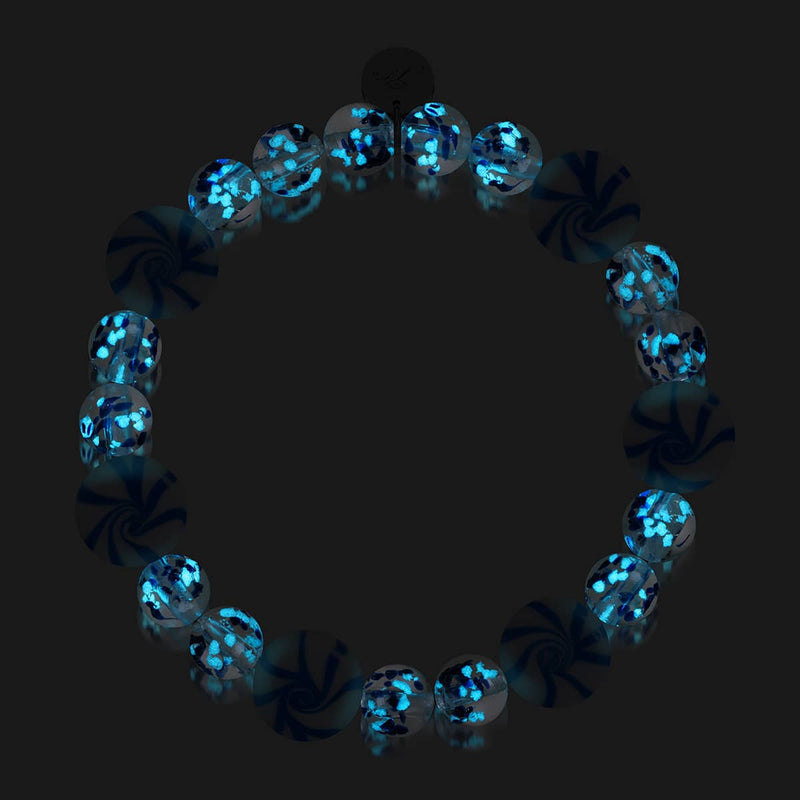 Blaues Gummibärchen | Silber | Armband aus Lapislazuli-Flammen-Glühwürmchenglas 