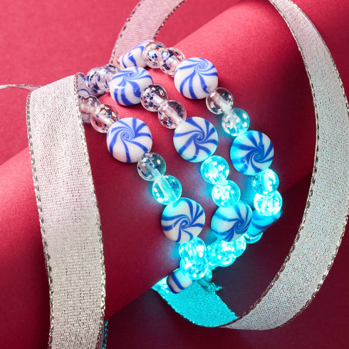 Blaues Gummibärchen | Silber | Armband aus Lapislazuli-Flammen-Glühwürmchenglas 