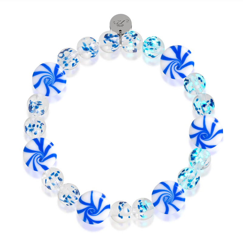 Blaues Gummibärchen | Silber | Armband aus Lapislazuli-Flammen-Glühwürmchenglas 