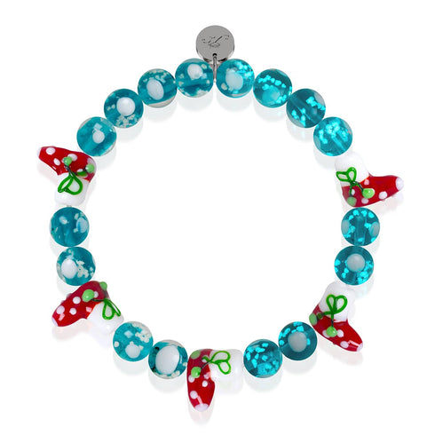 Blaugrüne Strümpfe | Silber | Firefly Glas Polka Dot Armband 