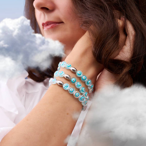 Aqua | 925er Sterlingsilber | Armband mit bösem Blick aus Kristall