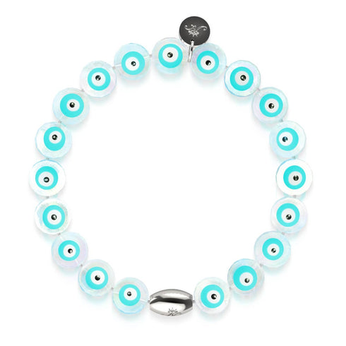 Aqua | 925er Sterlingsilber | Armband mit bösem Blick aus Kristall