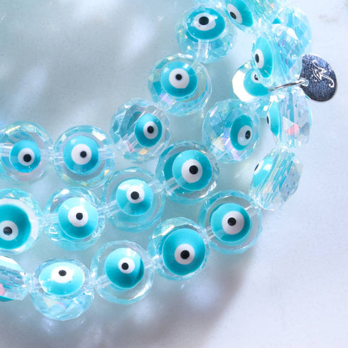 Aqua | 925er Sterlingsilber | Armband mit bösem Blick aus Kristall