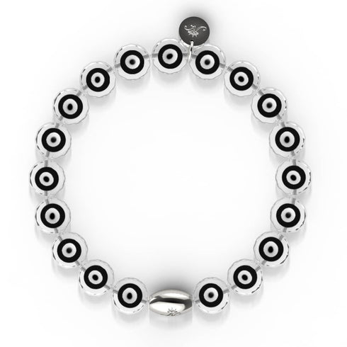 Schwarz | 925er Sterlingsilber | Armband mit bösem Blick und Kristall
