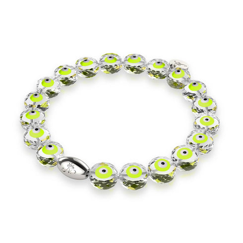 Grün | 925er Sterlingsilber | Armband mit bösem Blick aus Kristall