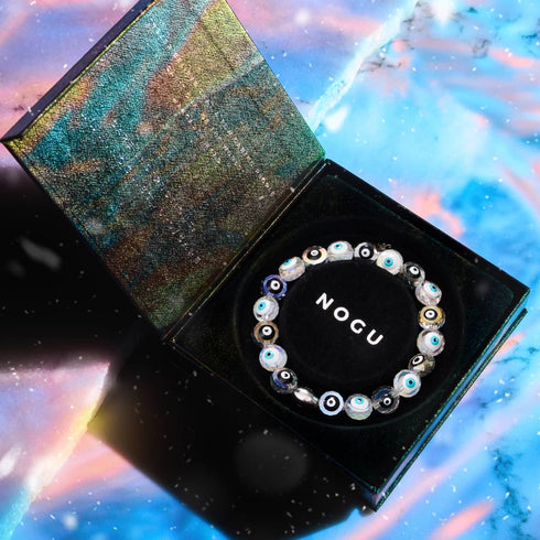 Monochromatisch | 925er Sterlingsilber | Armband mit bösem Blick aus Kristall