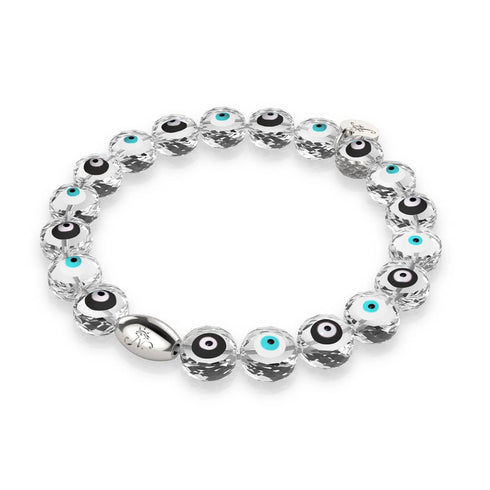 Monochromatisch | 925er Sterlingsilber | Armband mit bösem Blick aus Kristall
