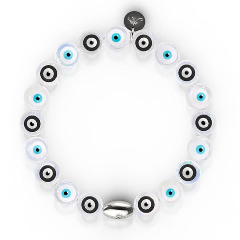 Monochromatisch | 925er Sterlingsilber | Armband mit bösem Blick aus Kristall