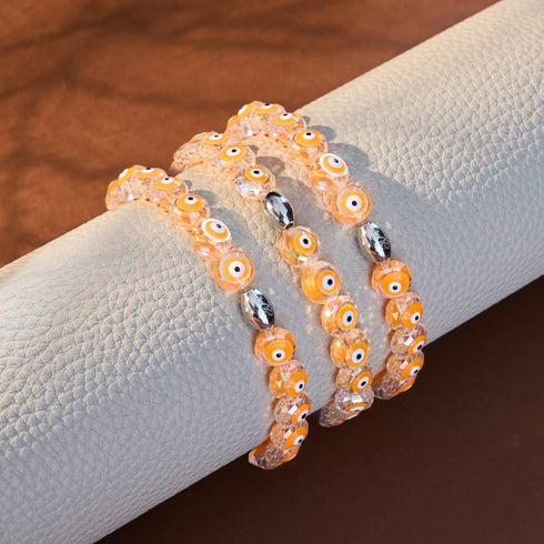Orange | 925er Sterlingsilber | Armband mit bösem Blick aus Kristall