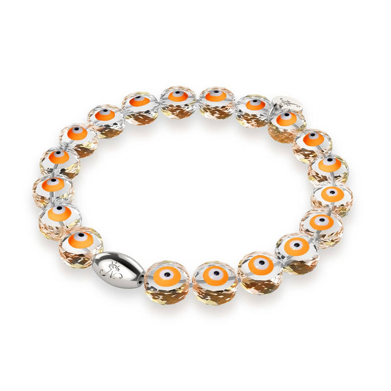 Orange | 925er Sterlingsilber | Armband mit bösem Blick aus Kristall
