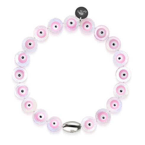 Rosa | 925er Sterlingsilber | Armband mit bösem Blick und Kristall
