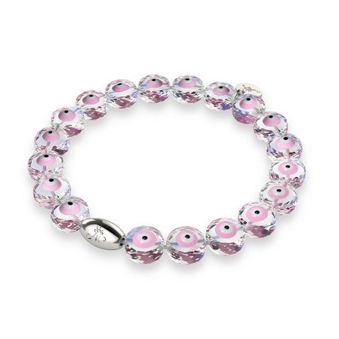 Rosa | 925er Sterlingsilber | Armband mit bösem Blick und Kristall