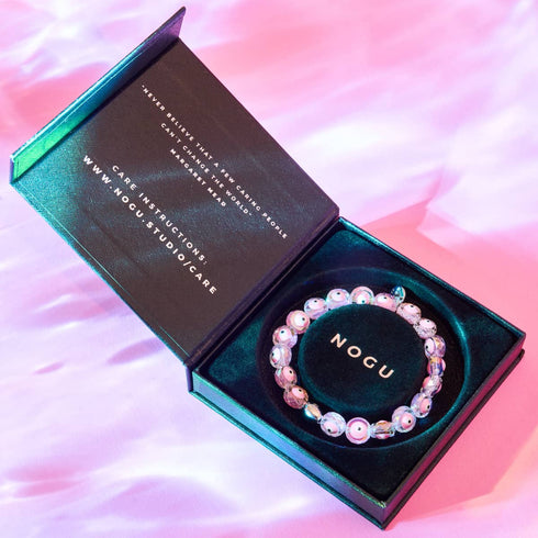 Rosa | 925er Sterlingsilber | Armband mit bösem Blick und Kristall
