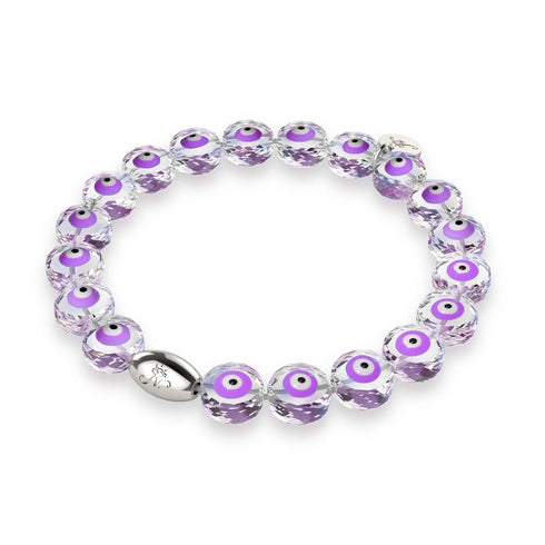 Lila | 925er Sterlingsilber | Armband mit bösem Blick aus Kristall