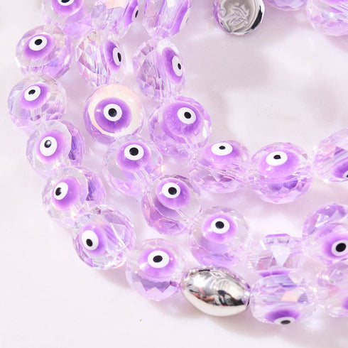 Lila | 925er Sterlingsilber | Armband mit bösem Blick aus Kristall