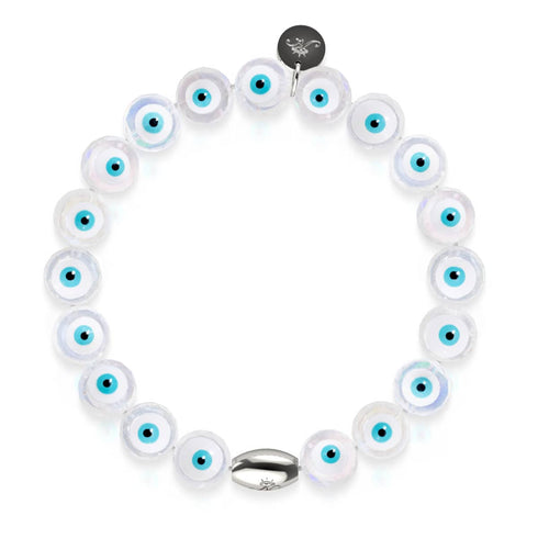 Weiß | 925 Sterling Silber | Kristall Böser Blick Armband