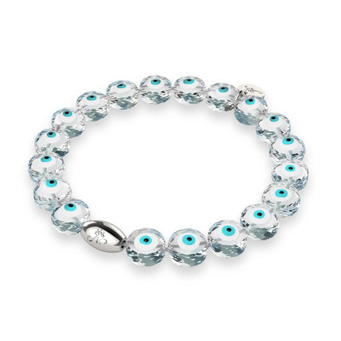 Weiß | 925 Sterling Silber | Kristall Böser Blick Armband