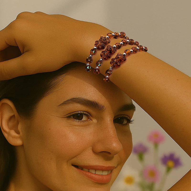 Bernstein | Silber | Firefly Glasbär Armband 