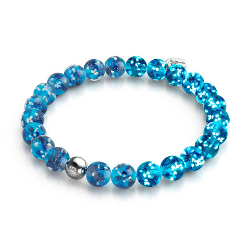 Aquamarin | 925er Sterlingsilber | Glühwürmchen-Glasarmband