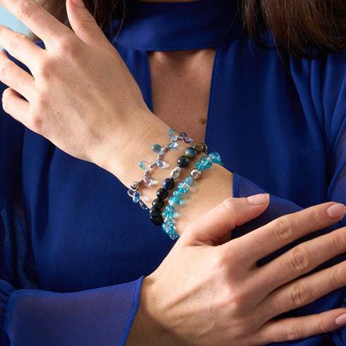 Aquamarin Eis | Firefly Glas Schneekugel Armband