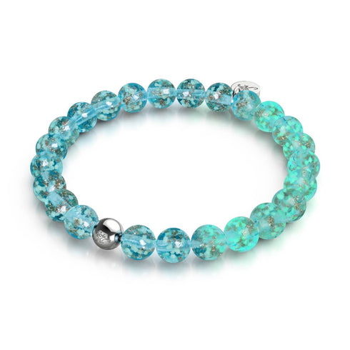 Arktisches Blau | 925 Sterling Silber | Glühwürmchen-Glasarmband
